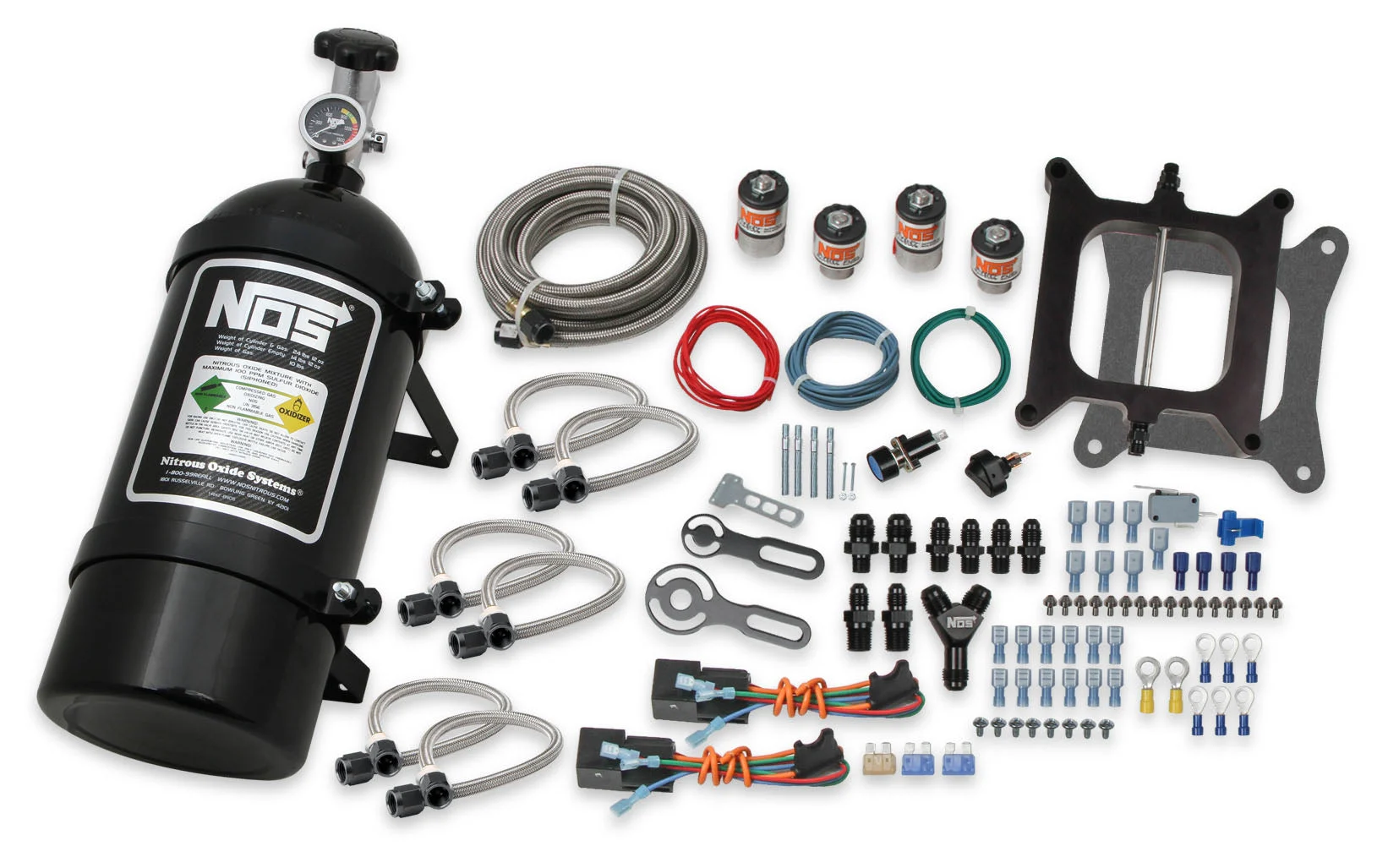 Fits Holley 4150 and Carter AFB (late), 200-500 HP, includes Black 10 lb Bottle