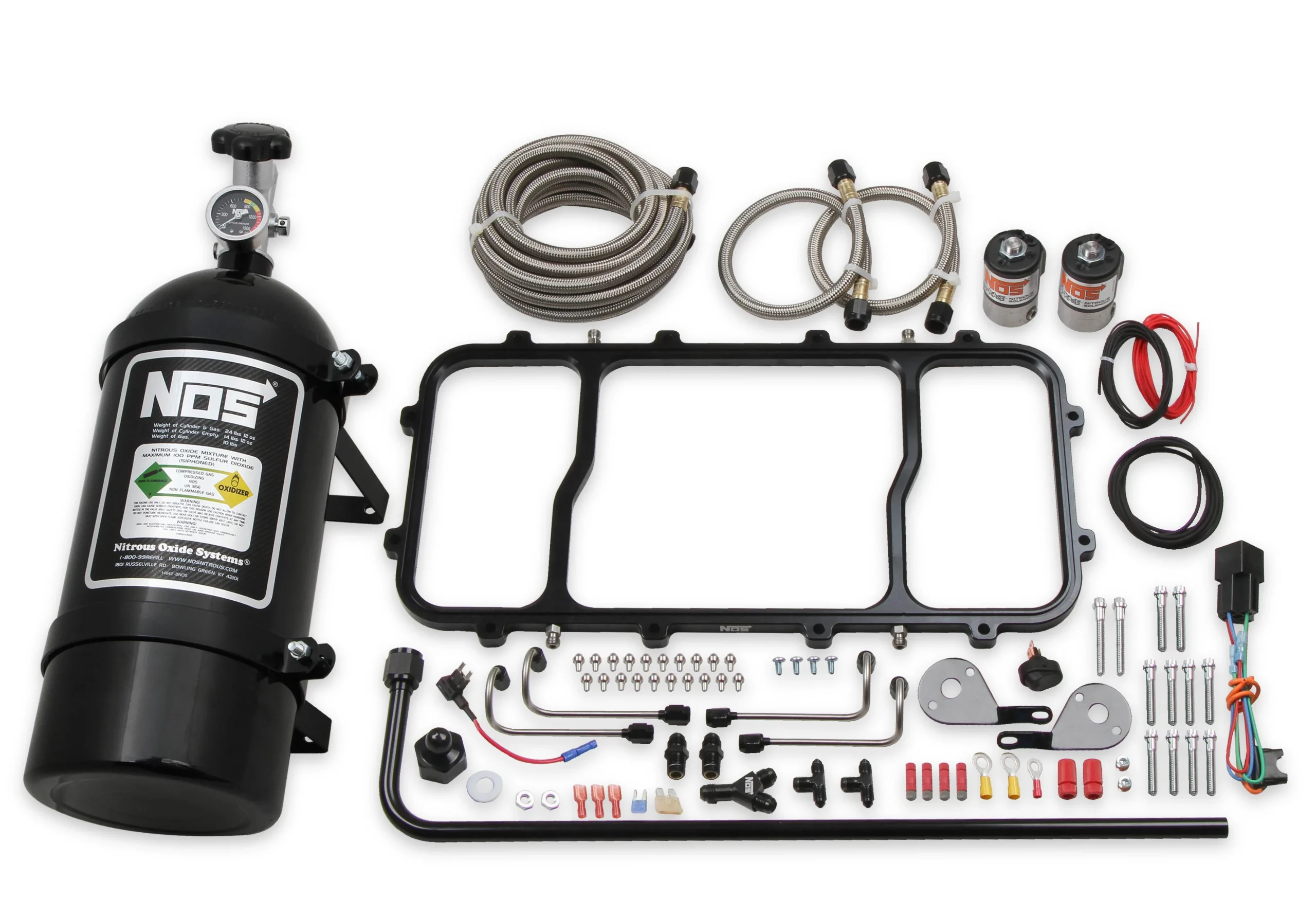 1-Piece Black Billet Aluminum Nitrous Plate System with 10 lb Black Bottle