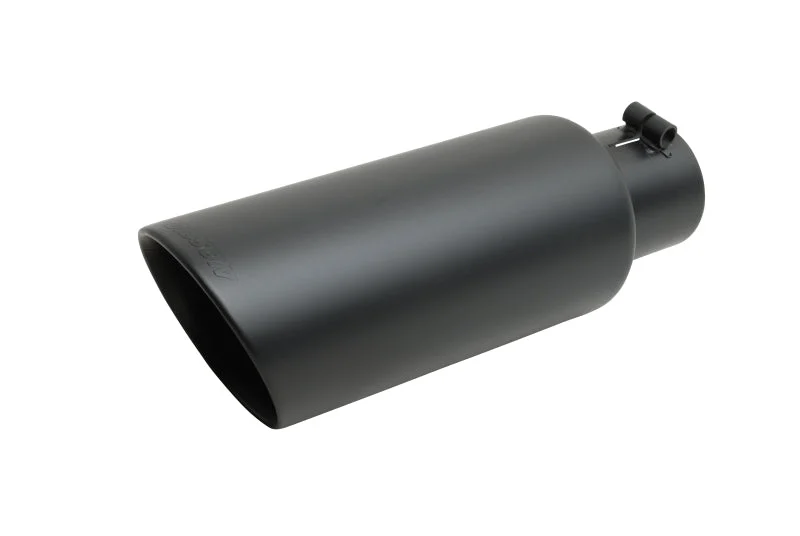 Gibson Round Dual Wall Slash-Cut Tip - 5in OD/4in Inlet/12in Length - Black Ceramic