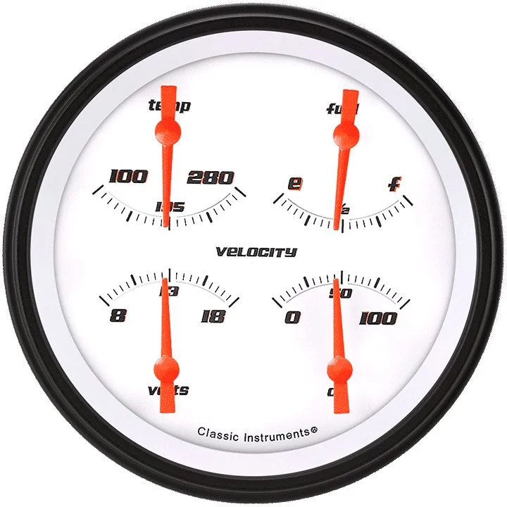 Classic Instruments VS31WBLF - Velocity White 4 5/8" Quad