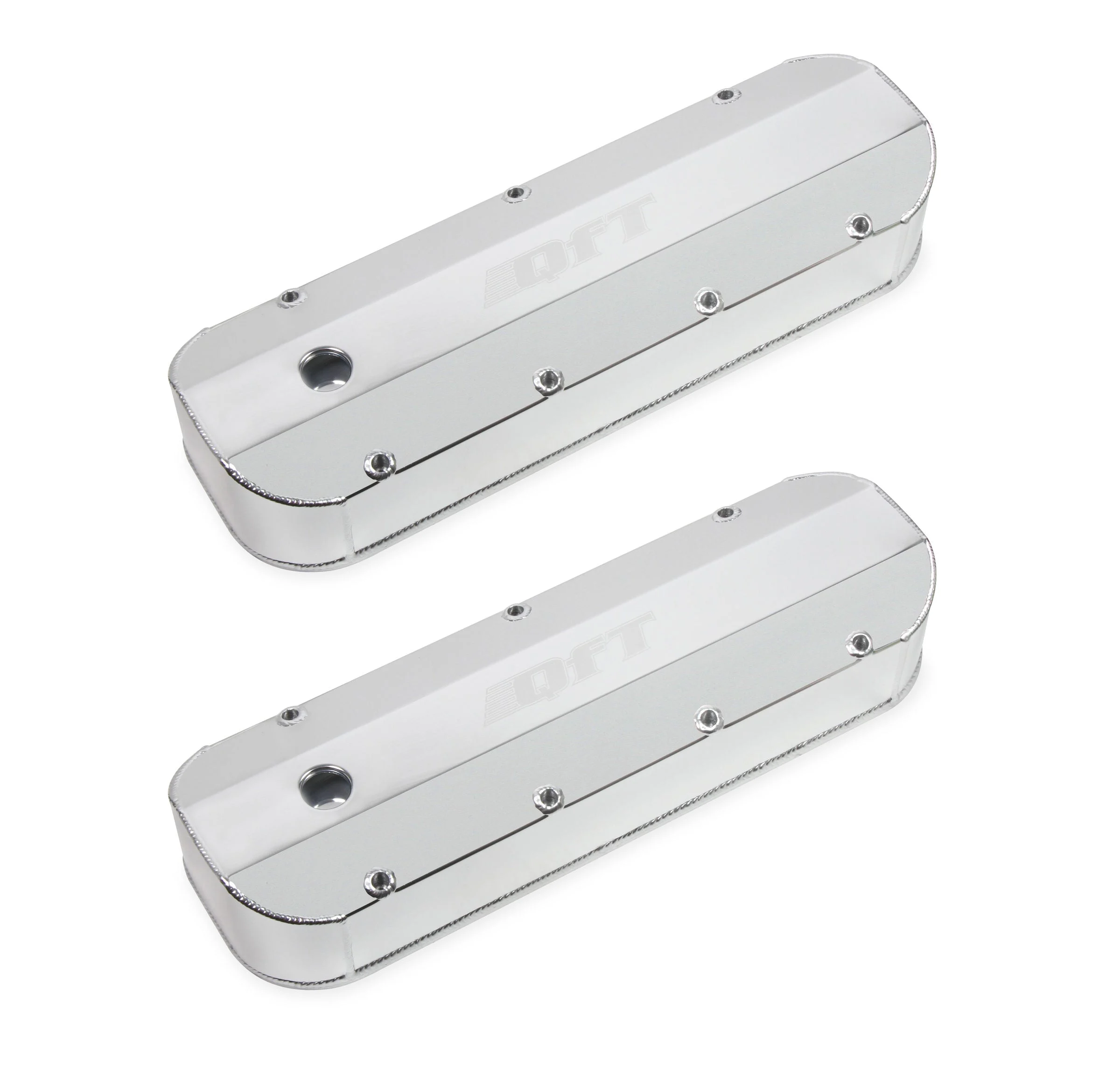 Quick Fuel Technology 128-22QFT - Quick Fuel Fabricated Aluminum Valve Cover - Big Block Chevy - Silver Finish