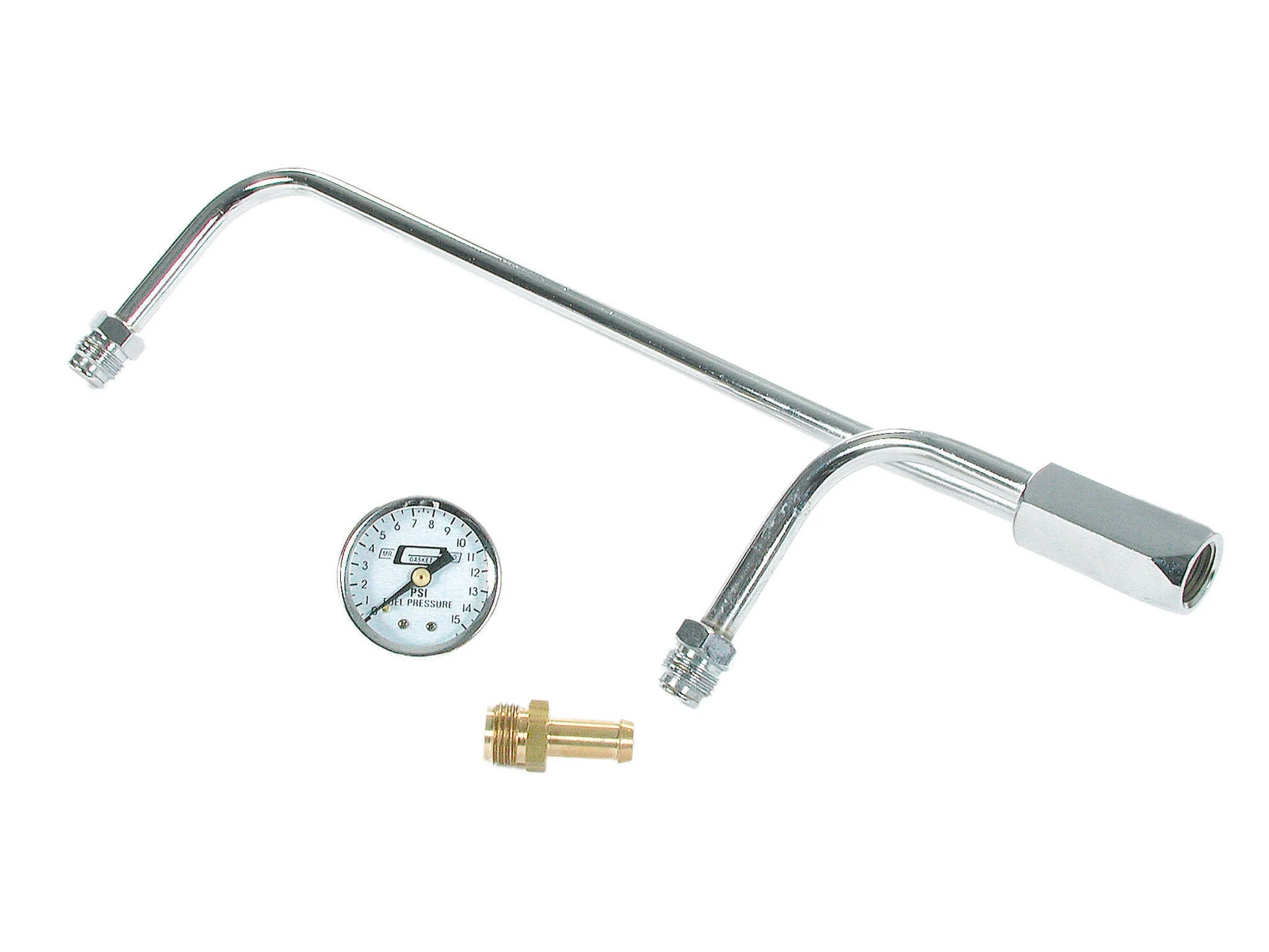 Mr. Gasket 1558 - Chrome Plated Fuel Lines With Fuel Pressure Gauge