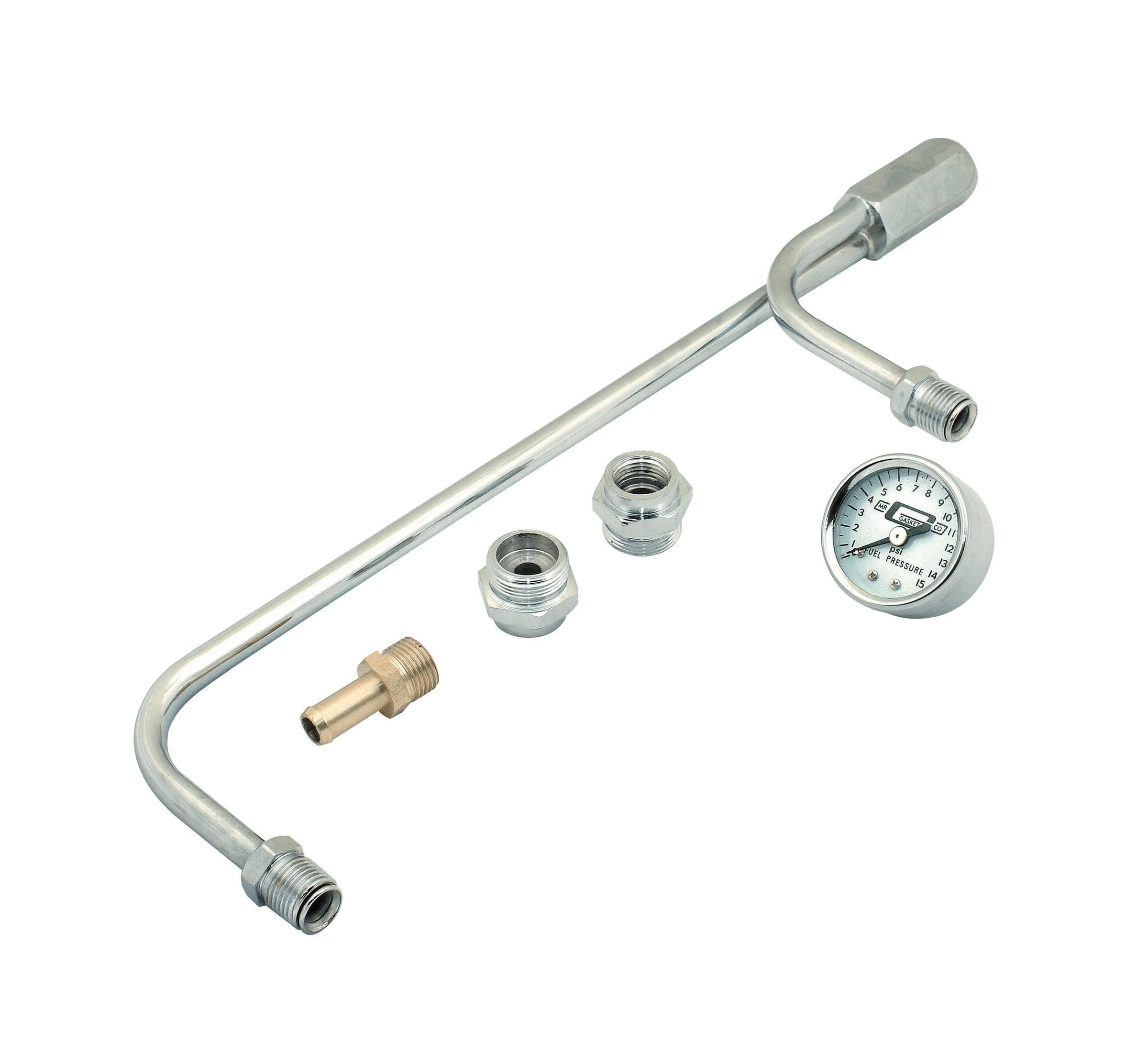 Mr. Gasket 1559 - Chrome Plated Fuel Lines With Fuel Pressure Gauge