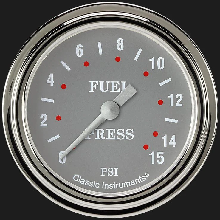 Classic Instruments SG345SLF - Silver Gray 2 5/8" Fuel Pressure Gauge, 15 psi