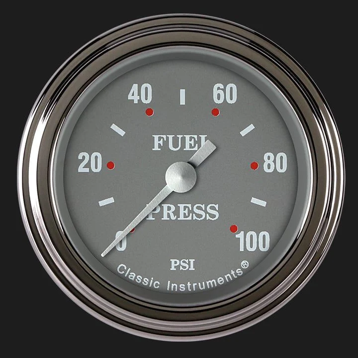 Classic Instruments SG146SLF - Silver Gray 2 1/8" Fuel Pressure Gauge, 100 psi