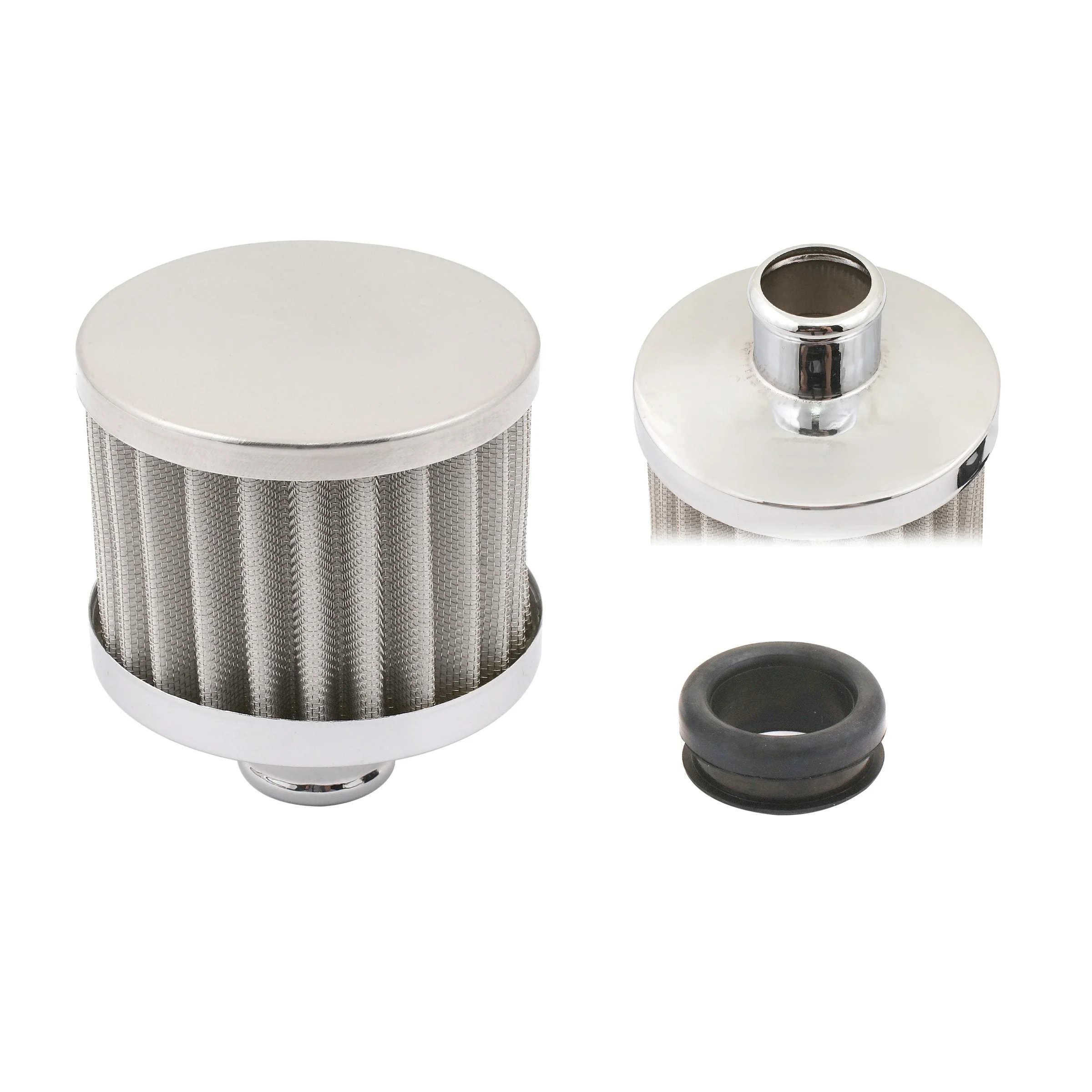 Mr. Gasket 2049G - Chrome Valve Cover Breather - Push On Style