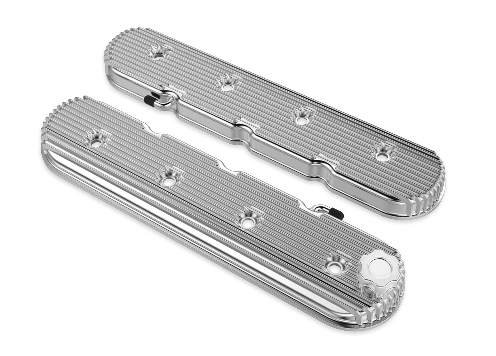 Holley 241-131 - Vintage Series Finned LS Valve Covers, Standard Height - Polished