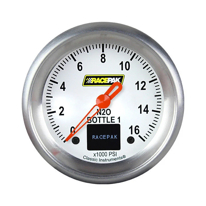 Classic Instruments 250-CI-368WA - Racepak 2 5/8" Nitrous Press 1600 psi Bottle 1 White, APF