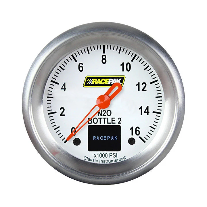 Classic Instruments 250-CI-369WA - Racepak 2 5/8"Nitrous Press 1600 psi Bottle 2 White, APF