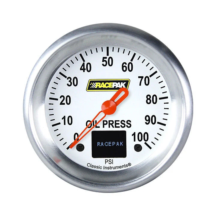 Classic Instruments 250-CI-381WA - Racepak 2 5/8"  Oil Press 100 psi White, APF