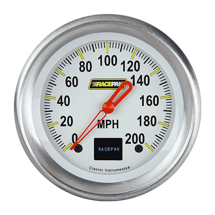 Classic Instruments 250-CI-55DWA - Racepak 3 3/8" Speedo White, APF