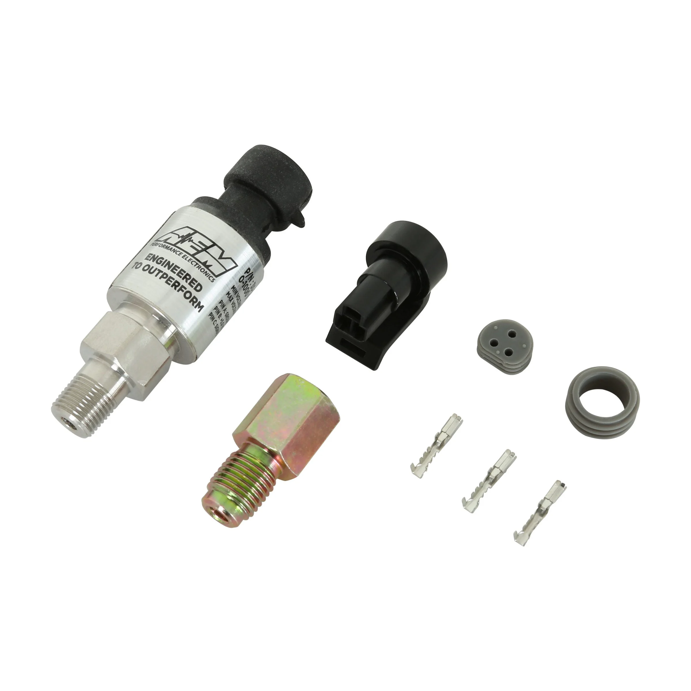 AEM 30-2130-1000 - 1000 PSIg Stainless Sensor Kit - 1/8in NPT Male Thread to -4 Adapter