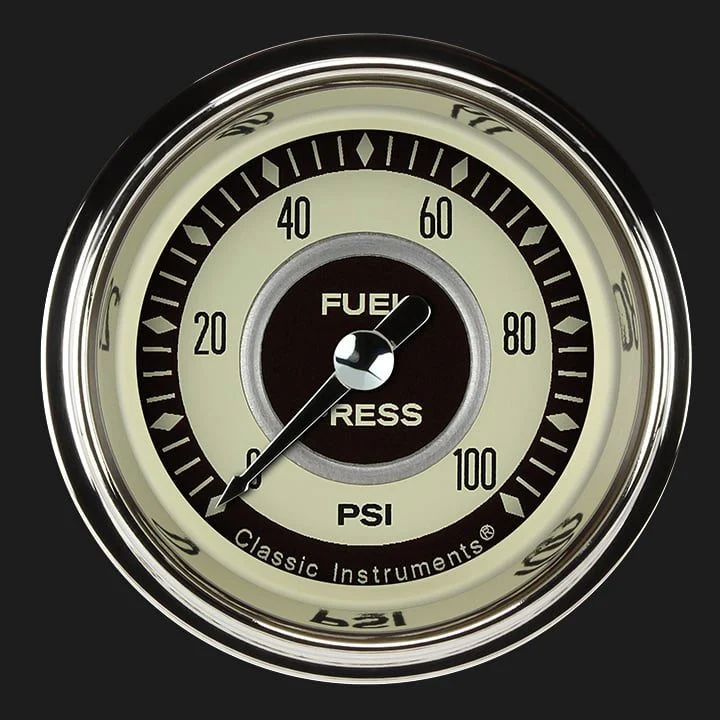 Classic Instruments NT146SHC - Nostalgia VT 2 1/8" Fuel Pressure Gauge, 100 psi