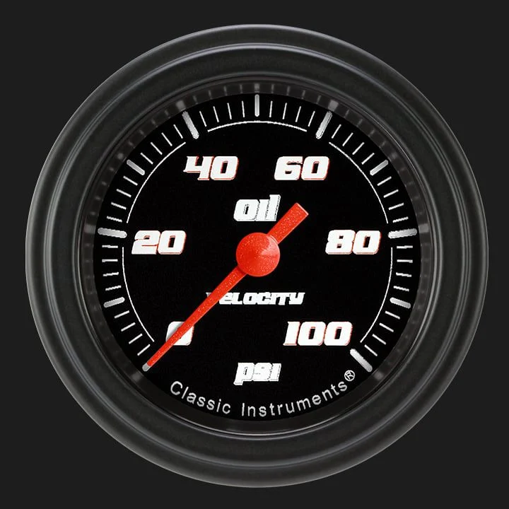 Classic Instruments VS181BBLF - Velocity Black 2 1/8" Oil Pressure Gauge