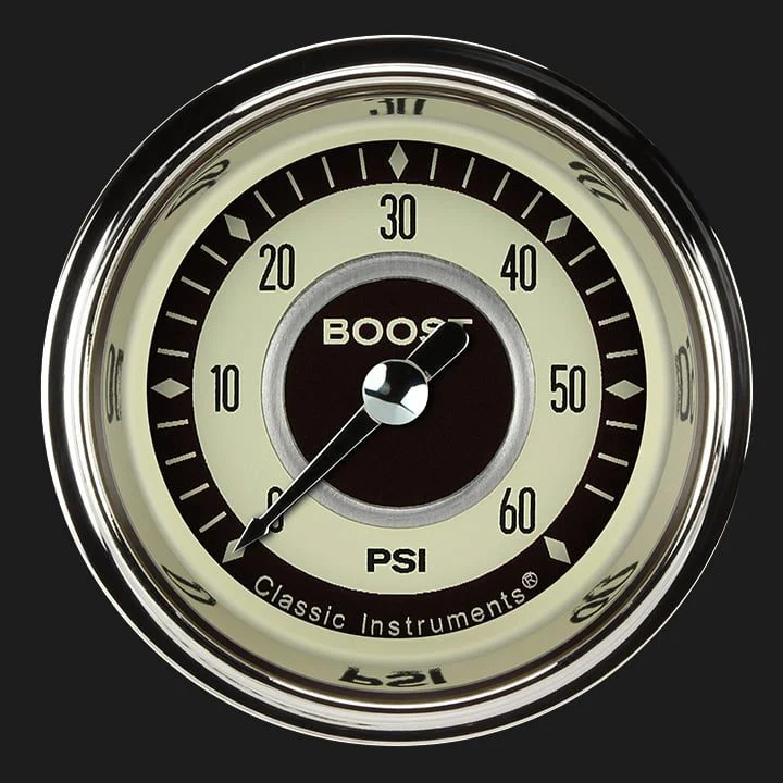 Classic Instruments NT143SHC - Nostalgia VT 2 1/8" Boost Gauge, 60 psi