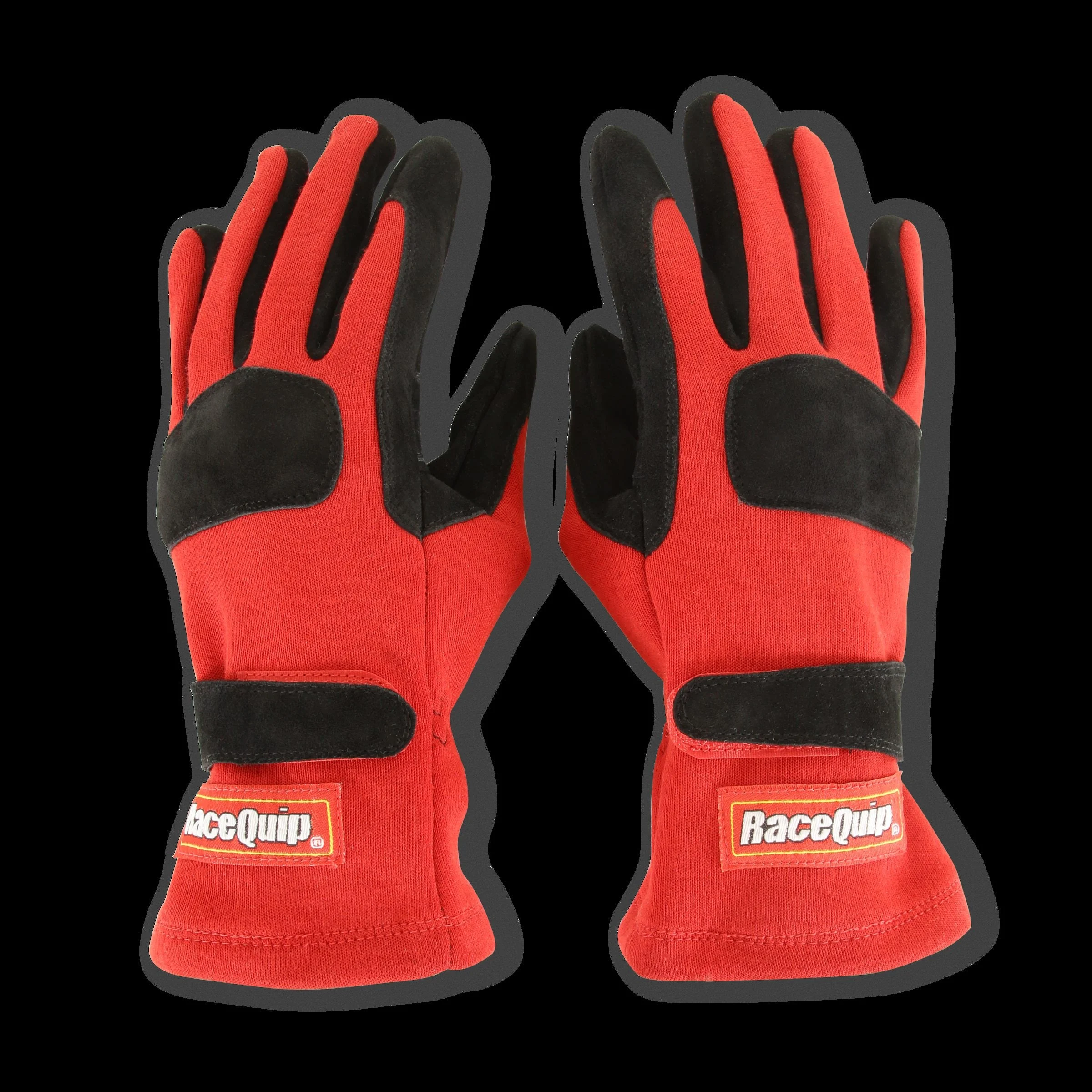 Racequip 355012RQP - SFI 3.3/5 Red / Black Short Gauntlet Nomex Race Gloves - Small