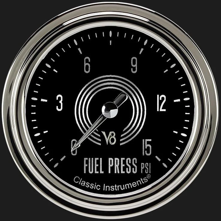 Classic Instruments V8SR345SLC - V8 Speedster 2 5/8" Fuel Pressure Gauge, 15 psi