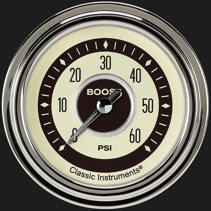 Classic Instruments NT343SLC - Nostalgia VT 2 5/8" Boost Gauge, 60 psi