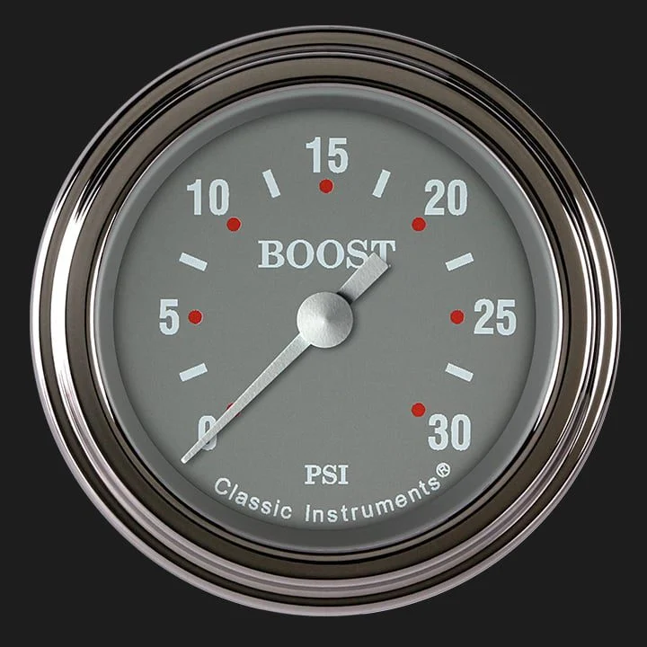 Classic Instruments SG142SLF - Silver Gray 2 1/8" Boost Gauge, 30 psi