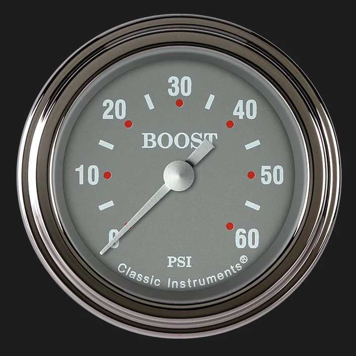 Classic Instruments SG143SLF - Silver Gray 2 1/8" Boost Gauge, 60 psi