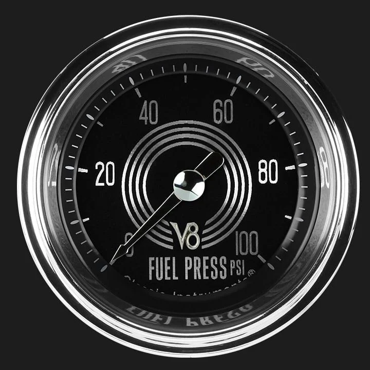 Classic Instruments V8SR146SHC - V8 Speedster 2 1/8" Fuel Pressure Gauge, 100 psi
