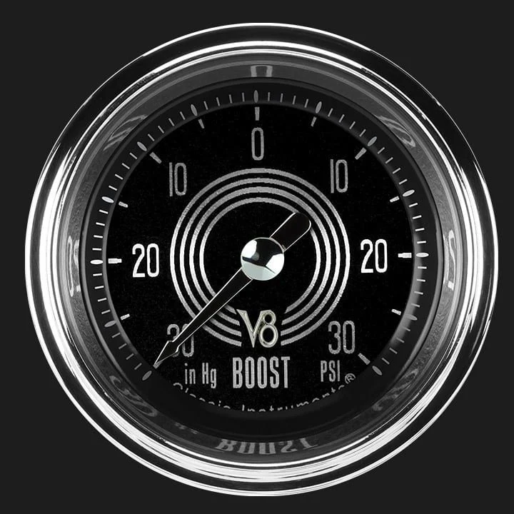 Classic Instruments V8SR141SHC - V8 Speedster 2 1/8" Boost/Vac Gauge