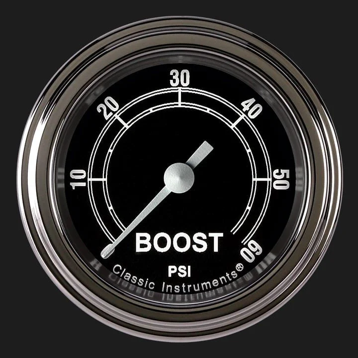 Classic Instruments TR143SLF - Traditional 2 1/8" Boost Gauge, 60 psi