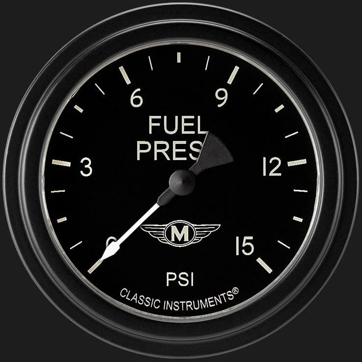 Classic Instruments MA345BLF - Moal Bomber 2 5/8" Fuel Pressure Gauge, 15 psi