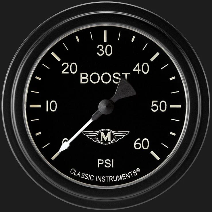 Classic Instruments MA343BLF - Moal Bomber 2 5/8" Boost Gauge, 60 psi