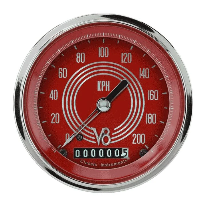 Classic Instruments V8RS59SHC - V8 Red Steelie 3 3/8" Speedometer
