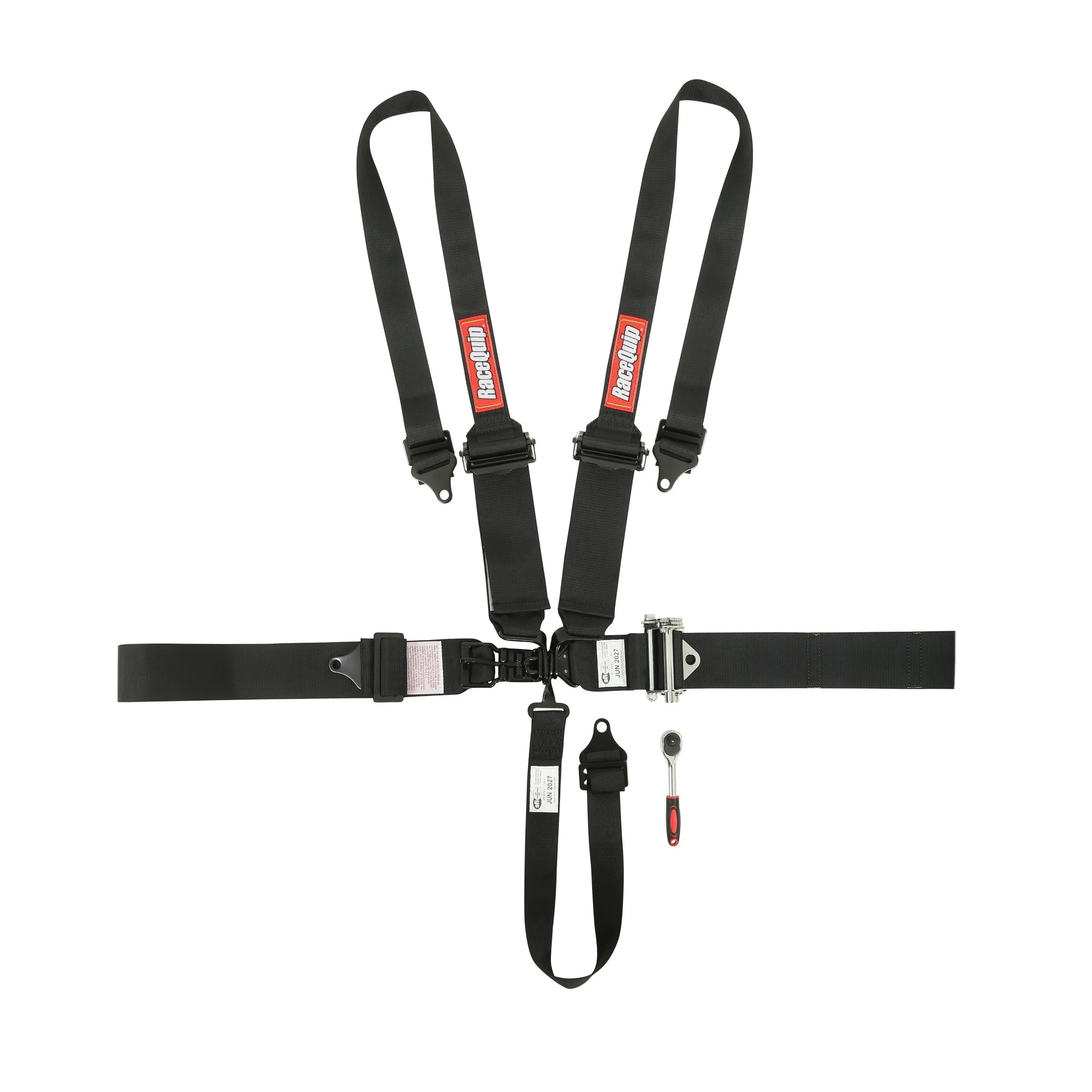Racequip 815005RQP - 5 Point Harness - Small Buckle Ratcheting Latch & Link - HNR shoulders