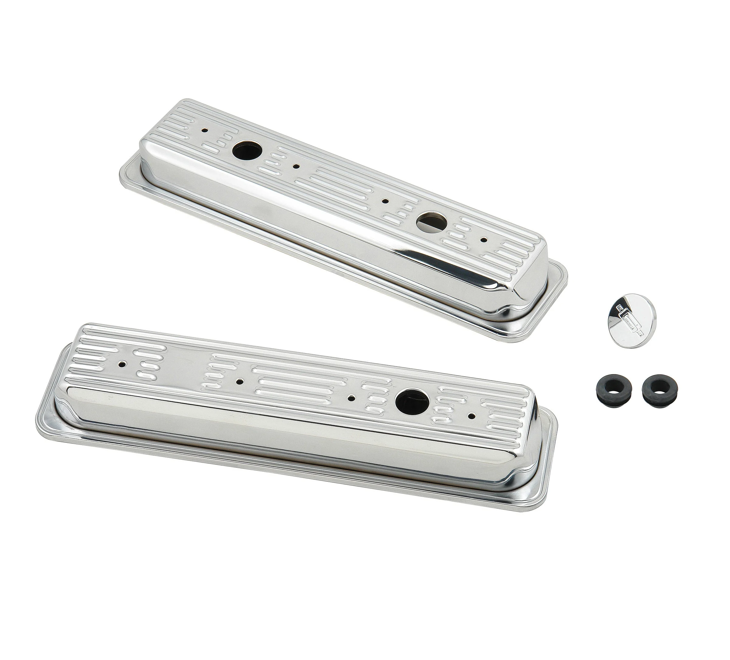 Mr. Gasket 9415 - Chrome Valve Covers - Finned
