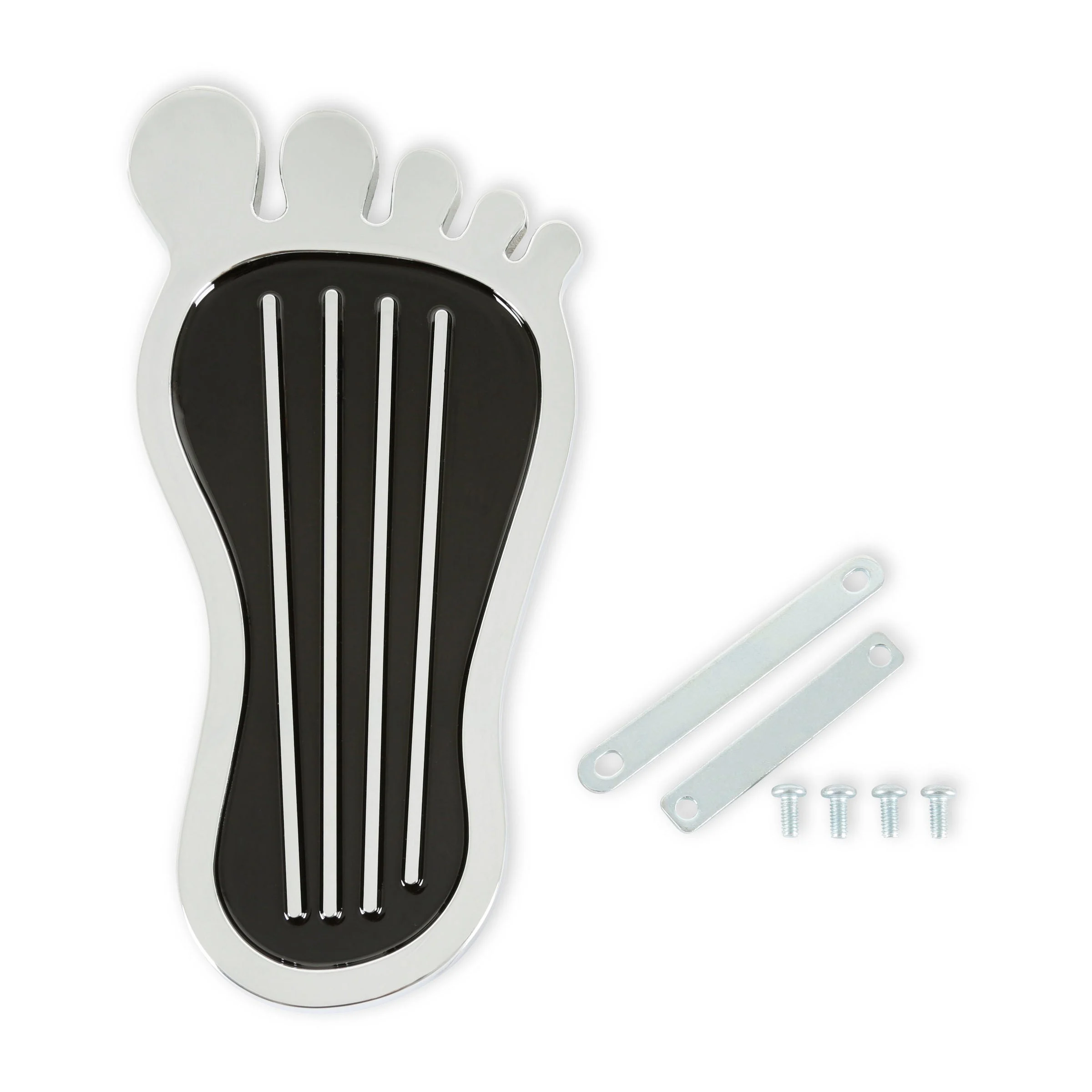 Mr. Gasket 9645 - Foot Print Gas Pedal Pad - Aluminum - Chrome & Painted Black Trim