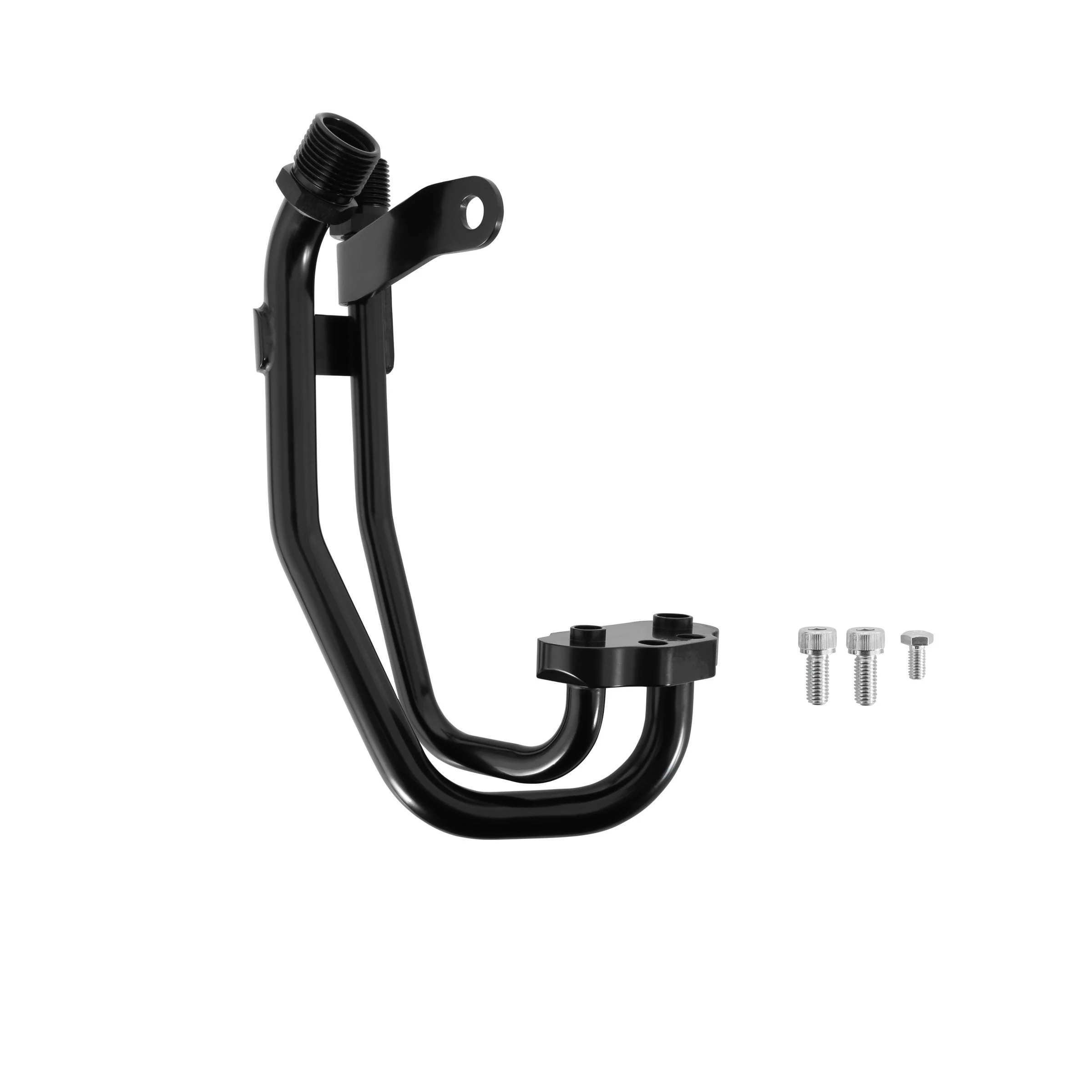 Holley 97-443 - Line Adapter Manifold for SD7 A/C Compressor - SBF, Driver Side Exit