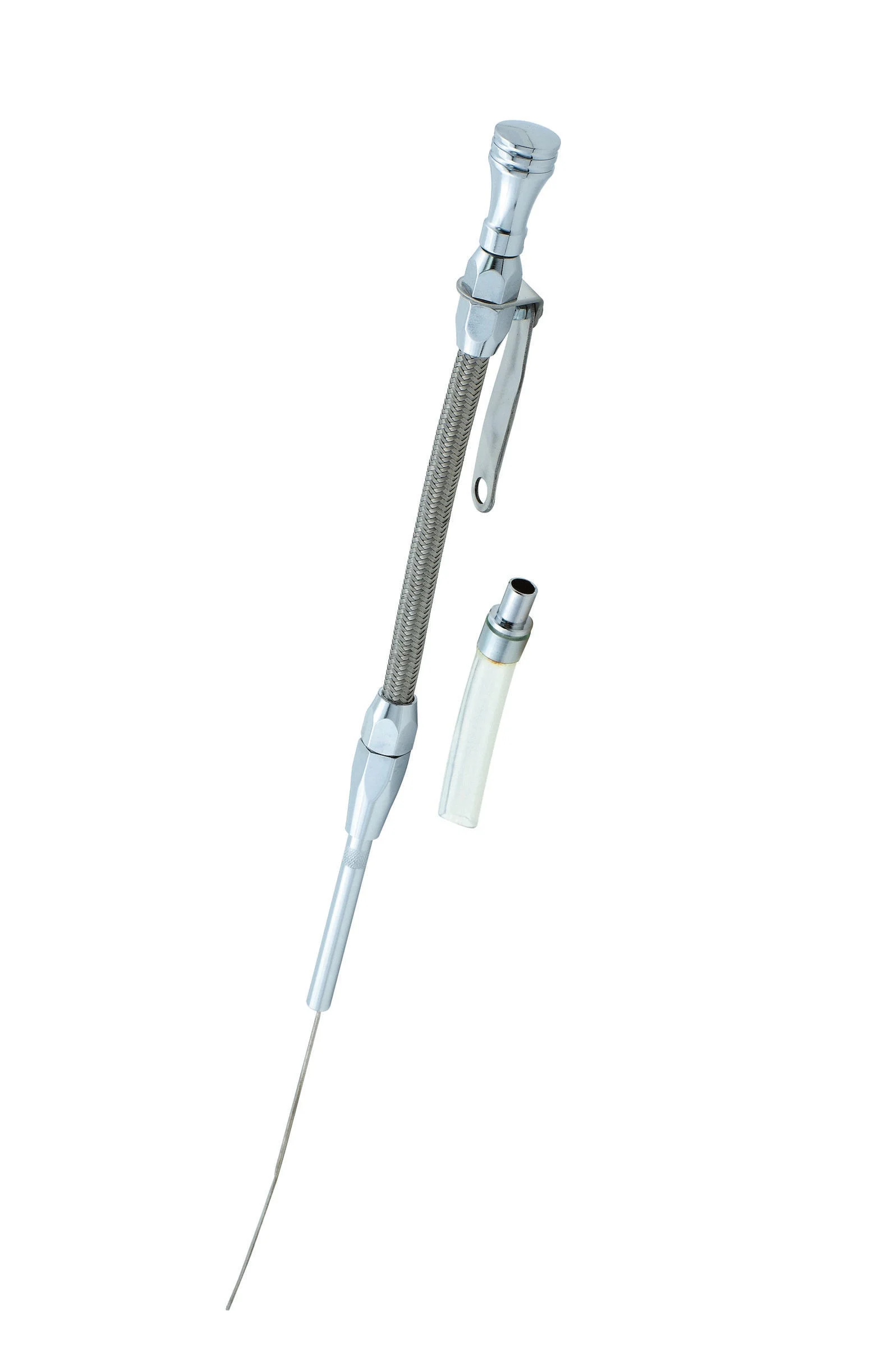 Mr. Gasket 9705G - Engine Oil Dipstick & Tube - Braided Stainless Steel
