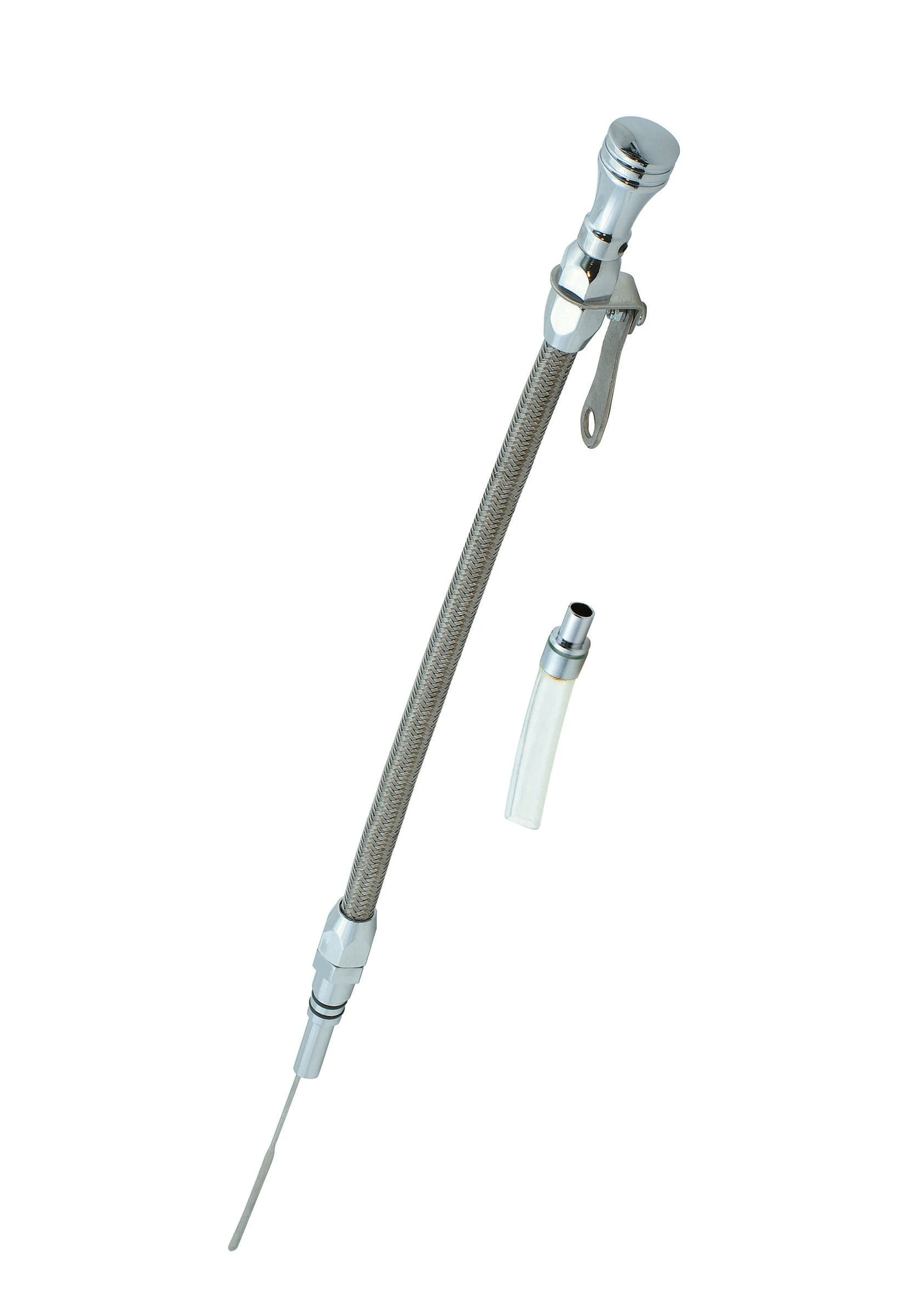 Mr. Gasket 9707G - Engine Oil Dipstick & Tube - Braided Stainless Steel