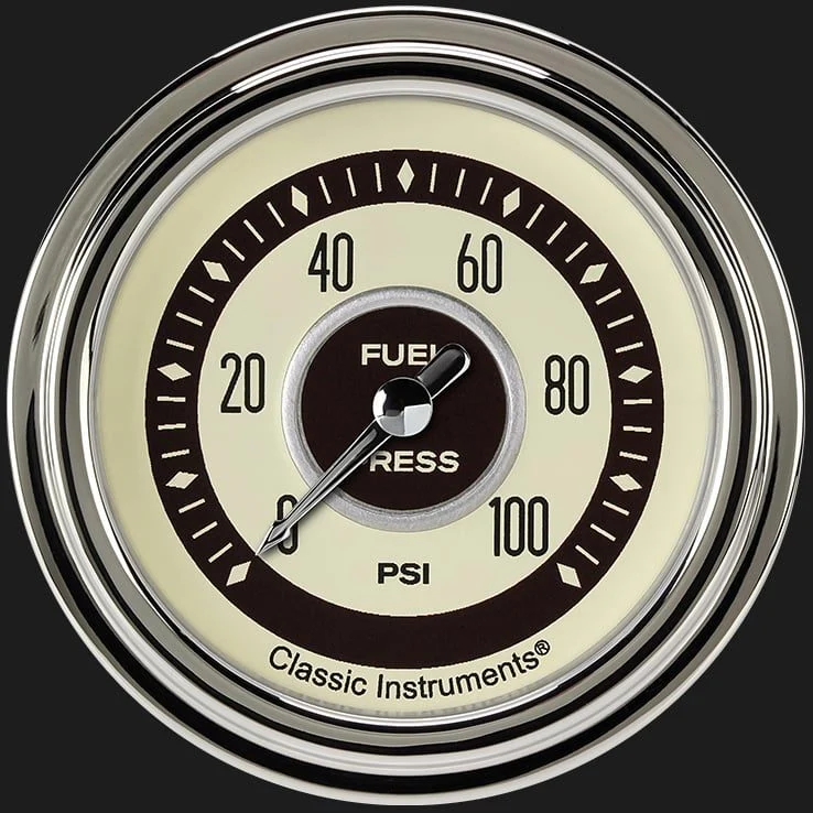 Classic Instruments NT346SLC - Nostalgia VT 2 5/8" Fuel Pressure Gauge, 100 psi