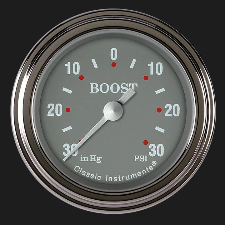 Classic Instruments SG141SLF - Silver Gray 2 1/8" Boost/Vac Gauge