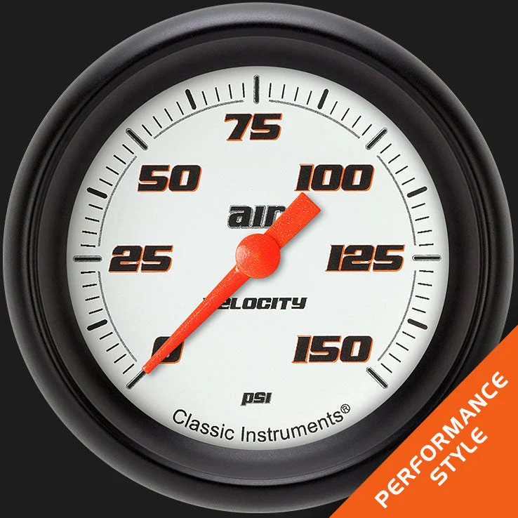 Classic Instruments VS318WBPF - Velocity White 2 5/8" Air Pressure Gauge