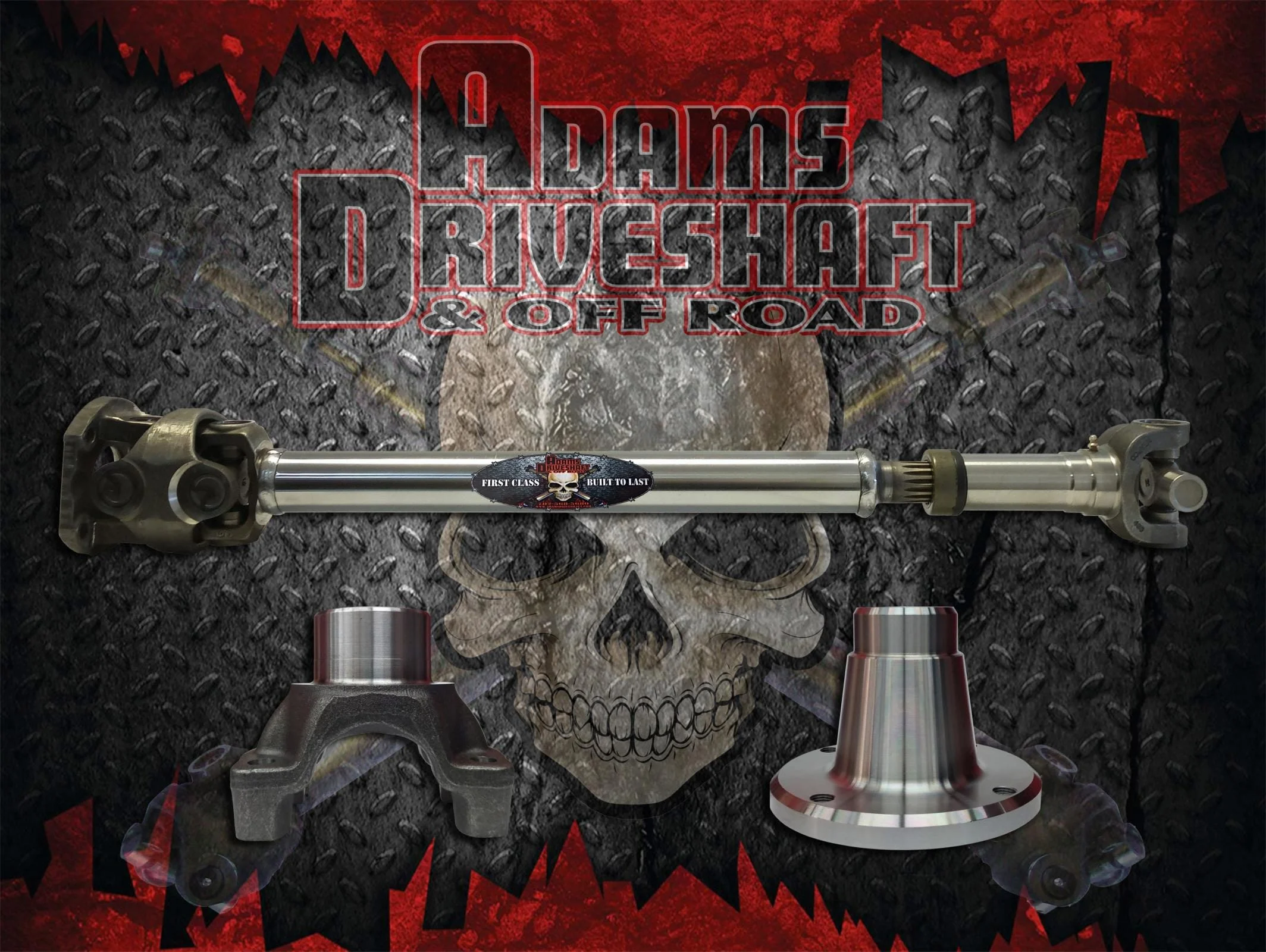 Adams Driveshaft ASDJK-1350F-G - JK Front 1350 CV Driveshaft Heavy Duty Series Greasable U-Joint