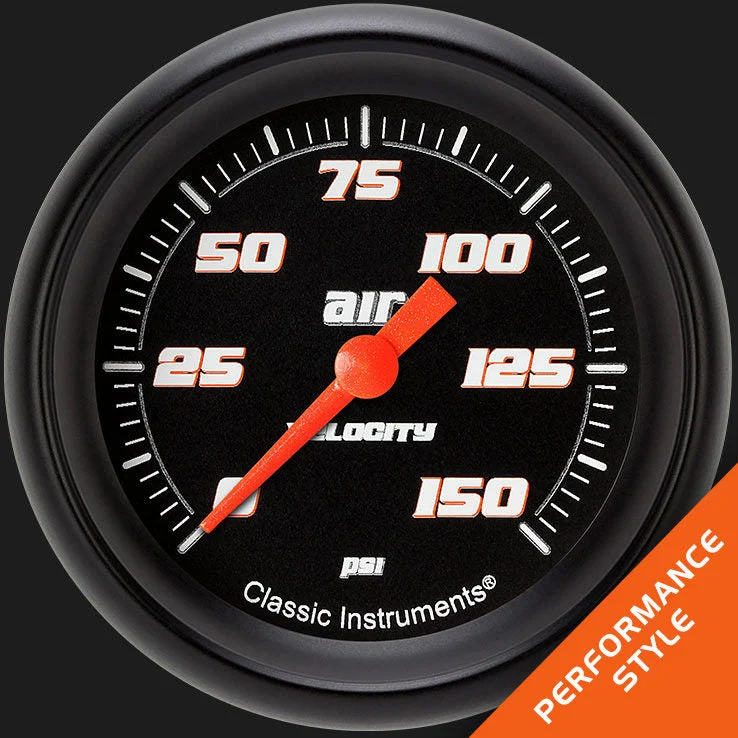 Classic Instruments VS318BBPF - Velocity Black 2 5/8" Air Pressure Gauge