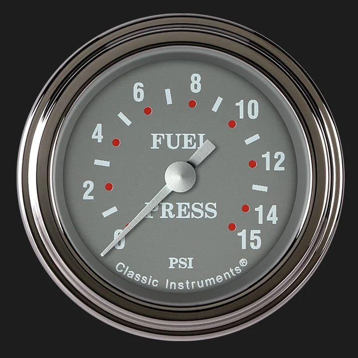 Classic Instruments SG145SLF - Silver Gray 2 1/8" Fuel Pressure Gauge, 15 psi