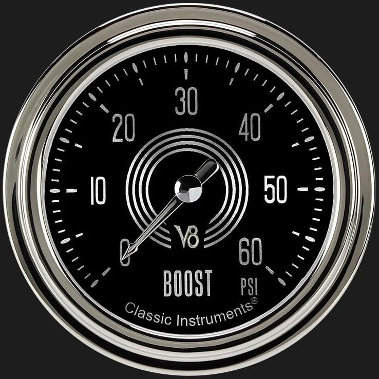Classic Instruments V8SR343SLC - V8 Speedster 2 5/8" Boost Gauge, 60 psi
