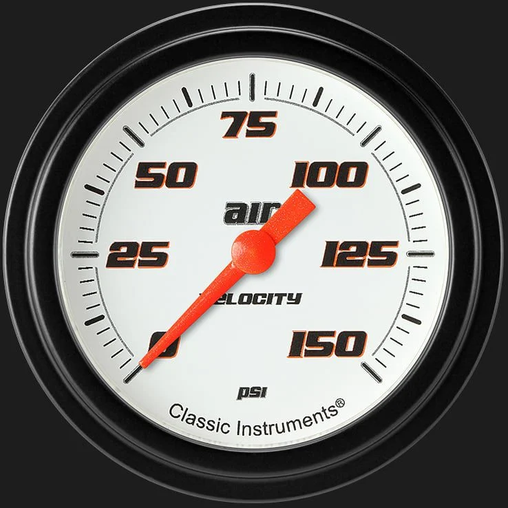 Classic Instruments VS318WBLF - Velocity White 2 5/8" Air Pressure Gauge