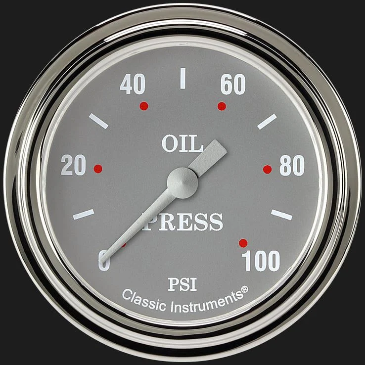 Classic Instruments SG381SLF - Silver Gray 2 5/8" Oil Pressure Gauge
