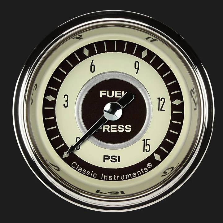 Classic Instruments NT145SHC - Nostalgia VT 2 1/8" Fuel Pressure Gauge, 15 psi