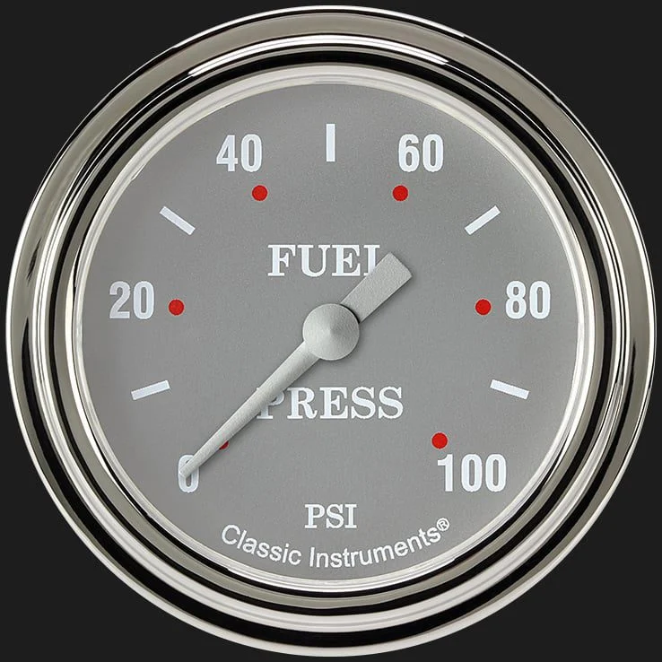 Classic Instruments SG346SLF - Silver Gray 2 5/8" Fuel Pressure Gauge, 100 psi