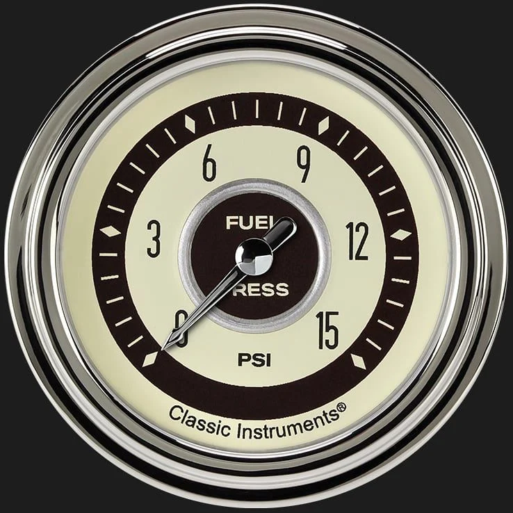 Classic Instruments NT345SLC - Nostalgia VT 2 5/8" Fuel Pressure Gauge, 15 psi