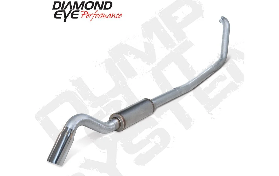 Diamond Eye K4319A-TD - Turbo Back Exhaust Ford 7.3 Liter 4 Inch With Muffler Single Turn Down Underbody Exit Aluminized