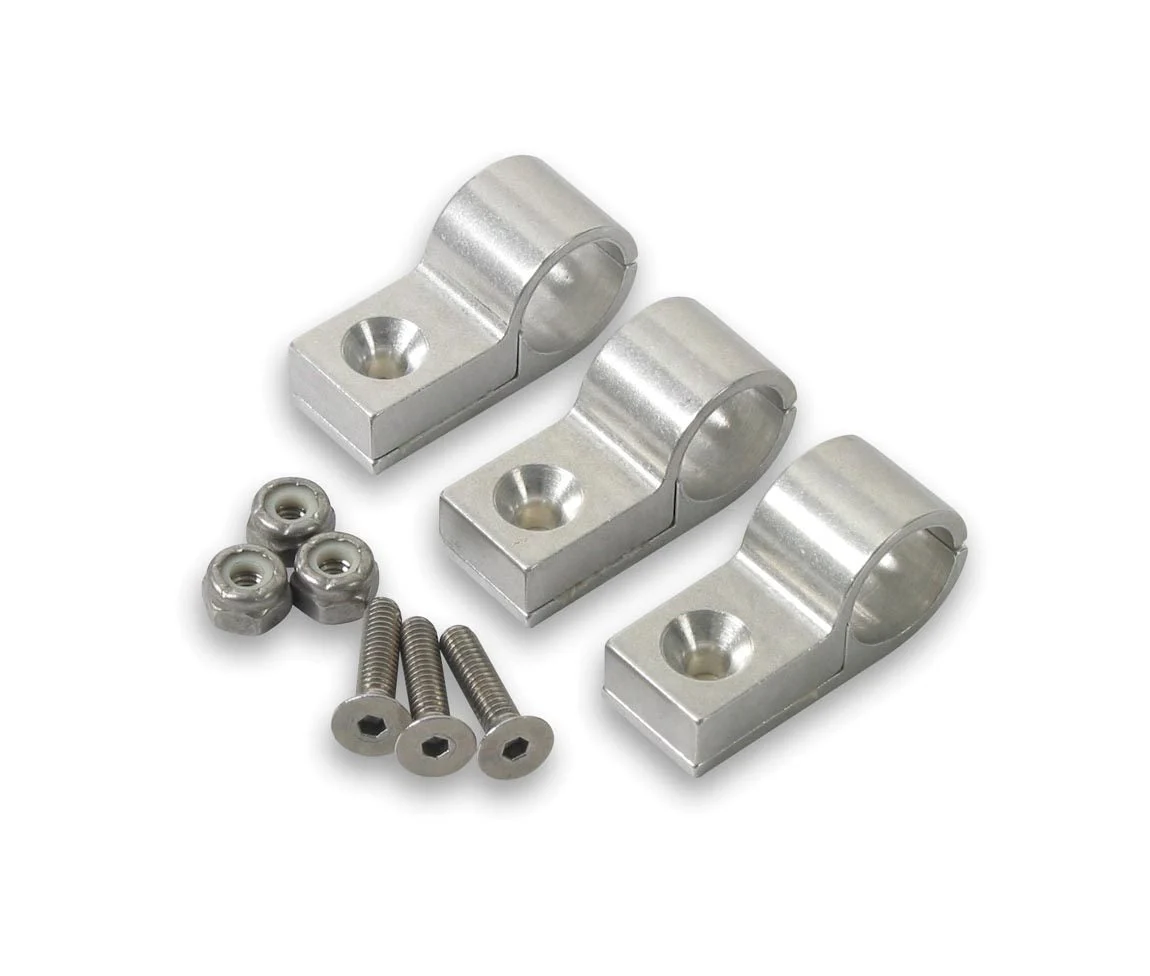 Earl's Performance 170207ERL - Line Clamp; Bagged Packaging; 7/16 in. Al Width/Drill Clear Mach; Package Of 4; Polished;